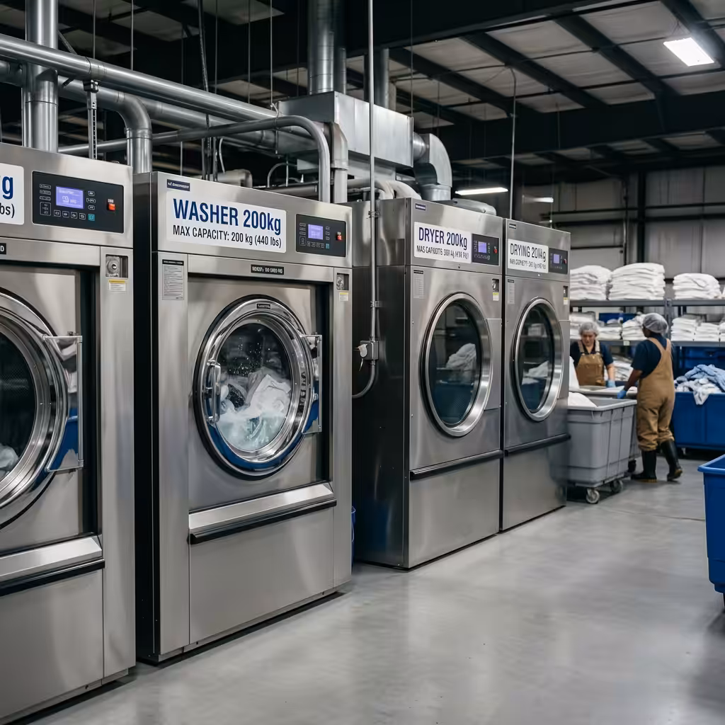 Laundry equipment supplier UAE - industrial washers in a commercial laundry facility