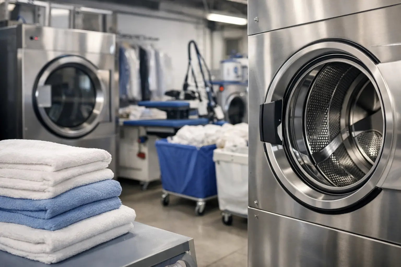 What are the equipment used in laundry service commercial room